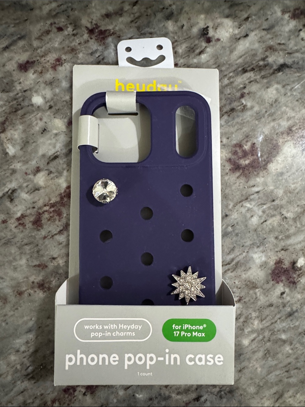 NEW heyday Purple Phone Pop-In Case with Charm Holes for iPhone 17 Pro Max